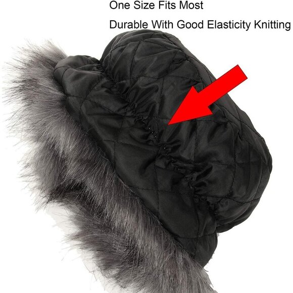Women Grey Warm Winter Hat Faux Fur Russian Cossack Style